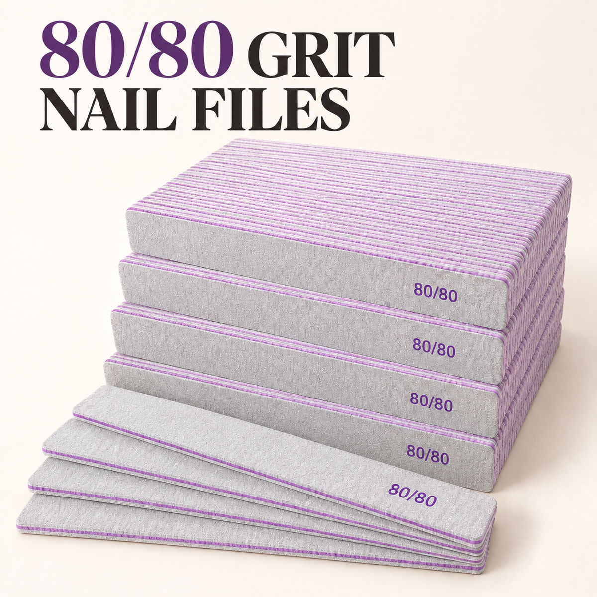 80/80 Grit Square Nail File Single
